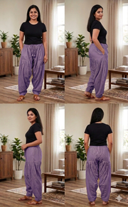 Lavender Pure Cotton Free Size Salwar Bottom. Pure Durable Cotton | Laces and Frills - Laces and Frills