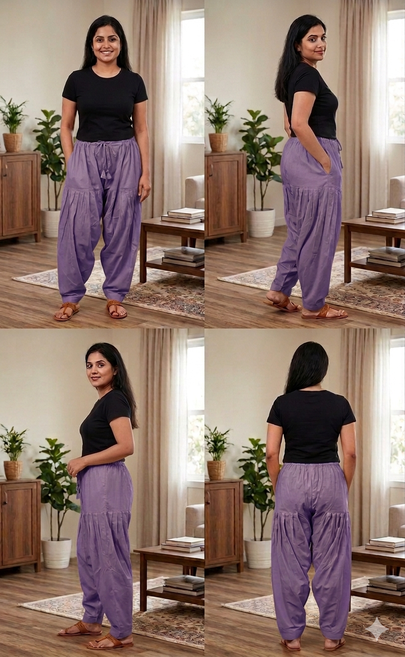 Lavender Pure Cotton Free Size Salwar Bottom. Pure Durable Cotton | Laces and Frills - Laces and Frills