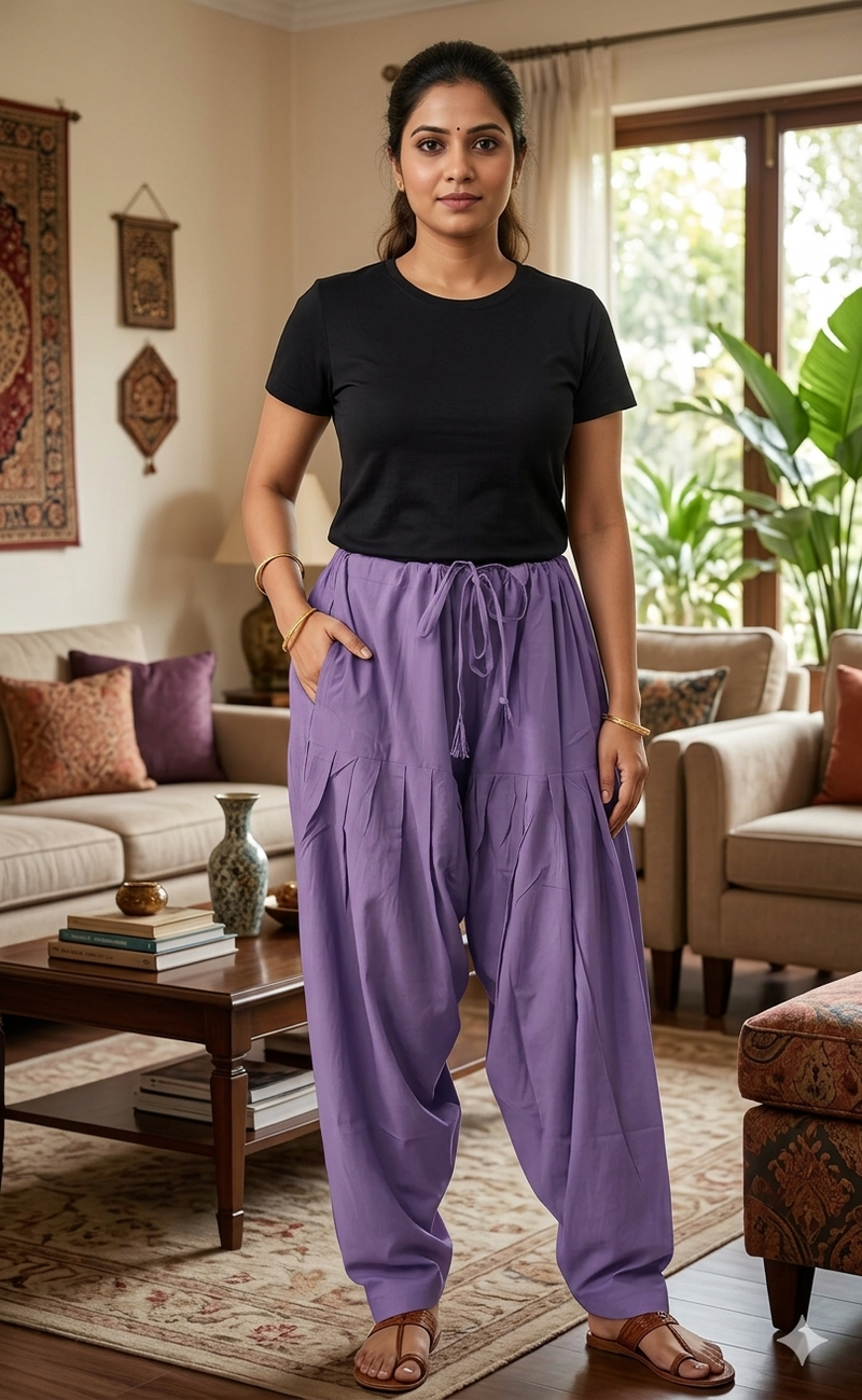 Lavender Pure Cotton Free Size Salwar Bottom. Pure Durable Cotton | Laces and Frills - Laces and Frills