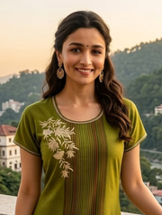 Green Spun Nighty. Flowy Spun Fabric | Laces and Frills - Laces and Frills