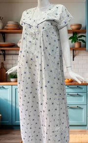 Lemon Yellow Floral Boutique Cotton Nighty . Pure Durable Cotton | Laces and Frills - Laces and Frills