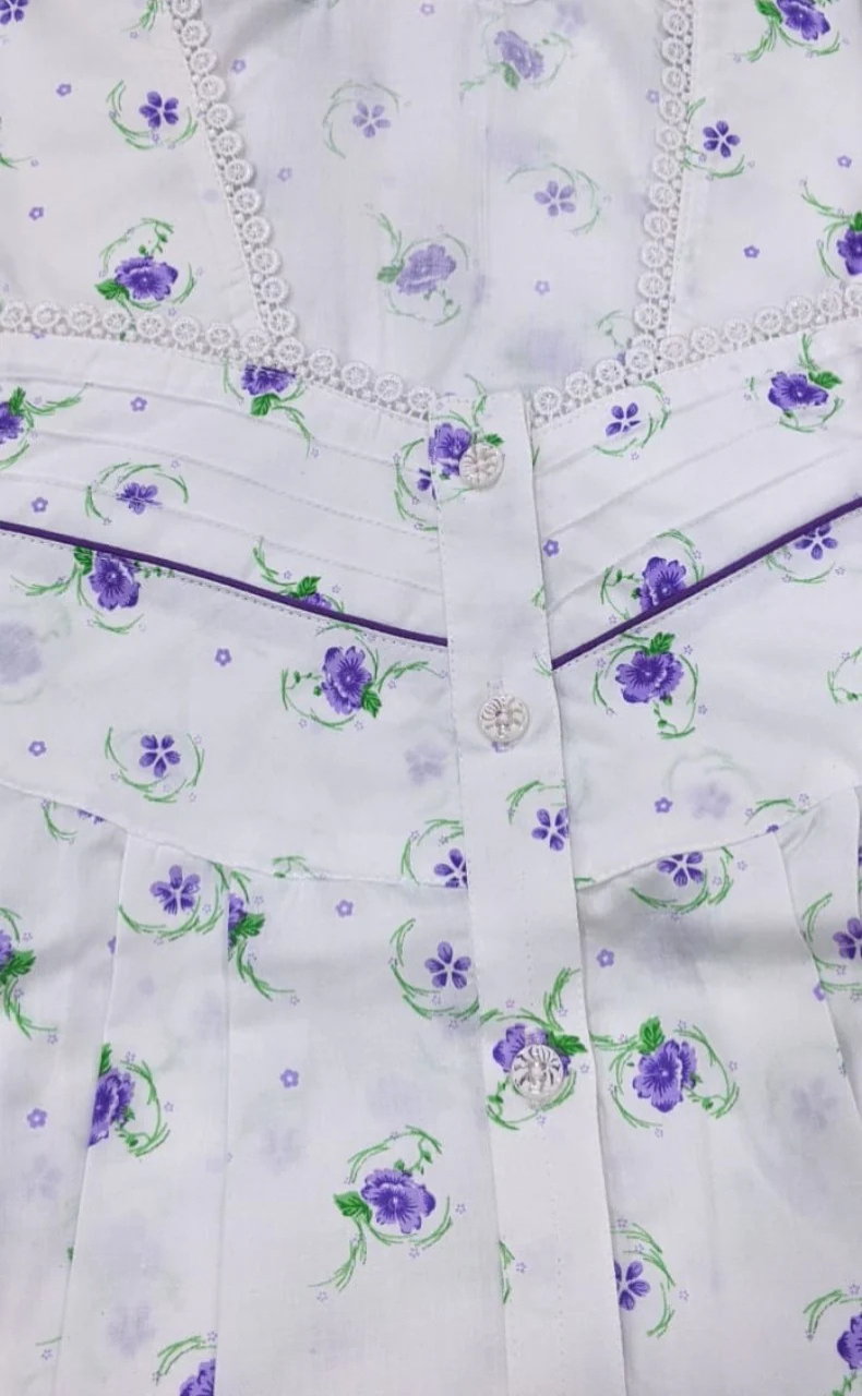 Lemon Yellow Floral Boutique Cotton Nighty . Pure Durable Cotton | Laces and Frills - Laces and Frills