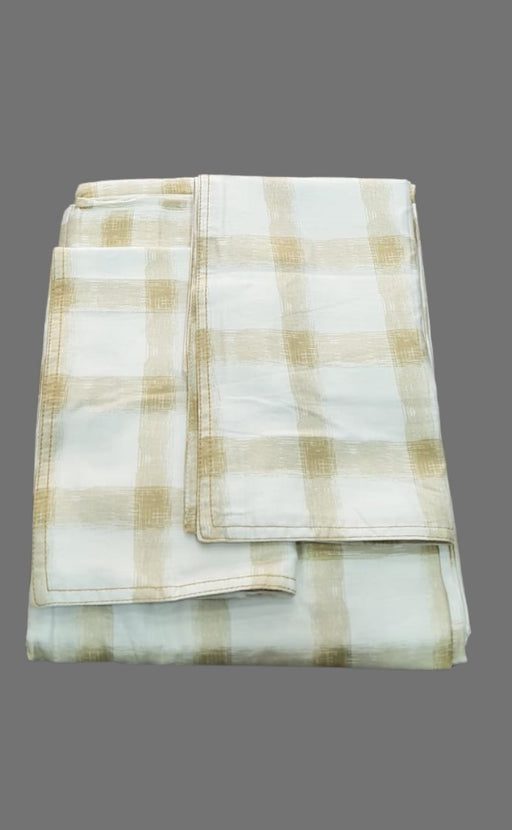 White/Yellow Checks Double Bedsheet with  Pillow Covers/90" x 108" - Laces and Frills
