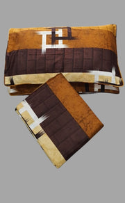 Mustard Checks Double Bedsheet with Pillow Covers/90" x 108" - Laces and Frills