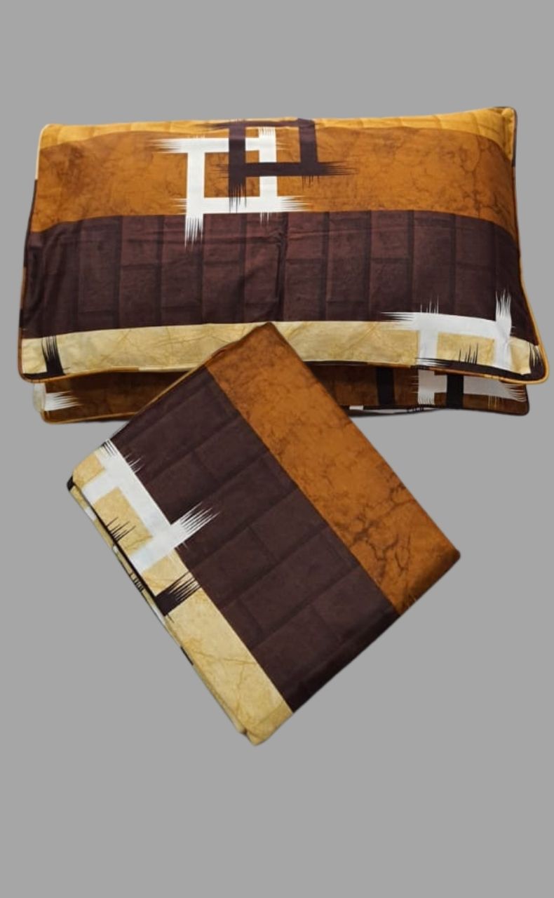 Mustard Checks Double Bedsheet with Pillow Covers/90" x 108" - Laces and Frills