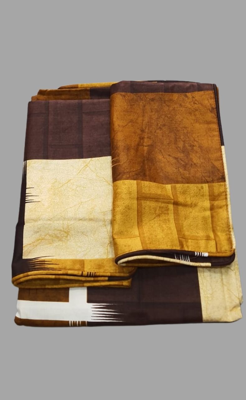 Mustard Checks Double Bedsheet with Pillow Covers/90" x 108" - Laces and Frills