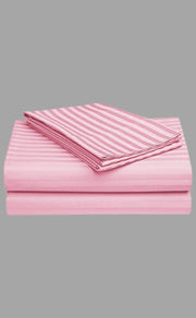 Baby Pink Stripes Double Bedsheet with Pillow Covers/90" x 108" - Laces and Frills