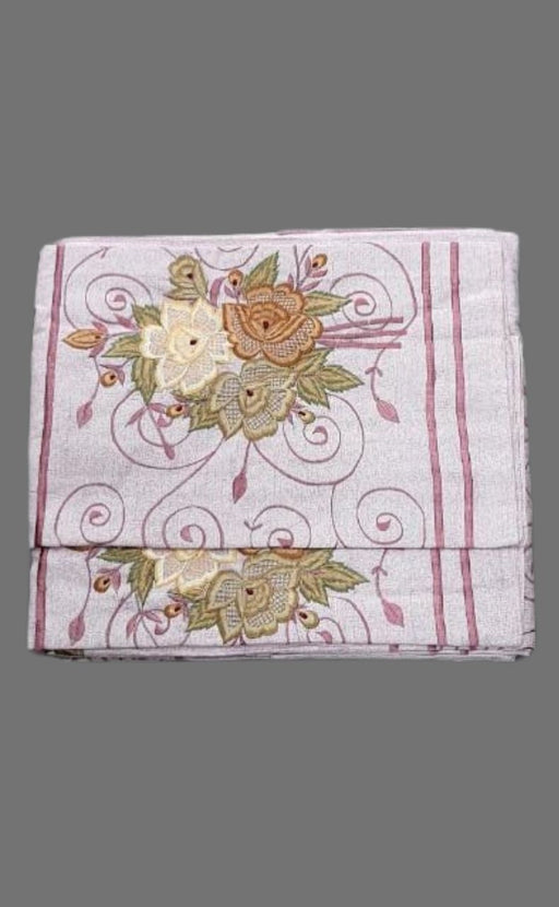 Pink Embroidery Floral Double Bedsheet with Pillow Covers/108" x 108" - Laces and Frills