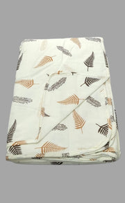 Off White/Mustard Blanket | Dohar. Leaves Soft & Cozy. One Double bed Reversible | Laces and Frills - Laces and Frills