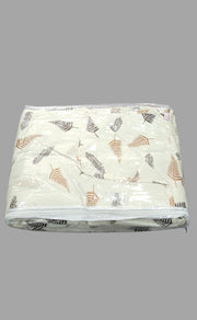 Off White/Mustard Blanket | Dohar. Leaves Soft & Cozy. One Double bed Reversible | Laces and Frills - Laces and Frills