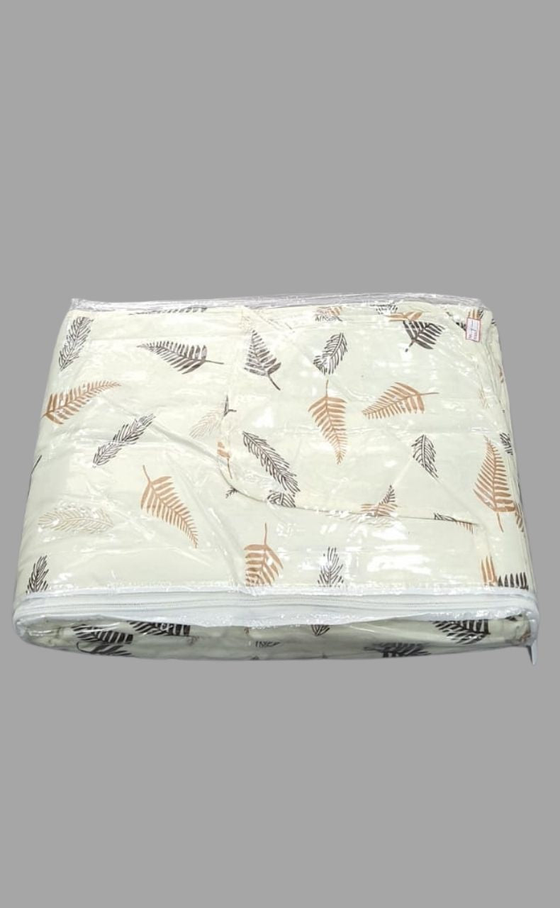 Off White/Mustard Blanket | Dohar. Leaves Soft & Cozy. One Double bed Reversible | Laces and Frills - Laces and Frills