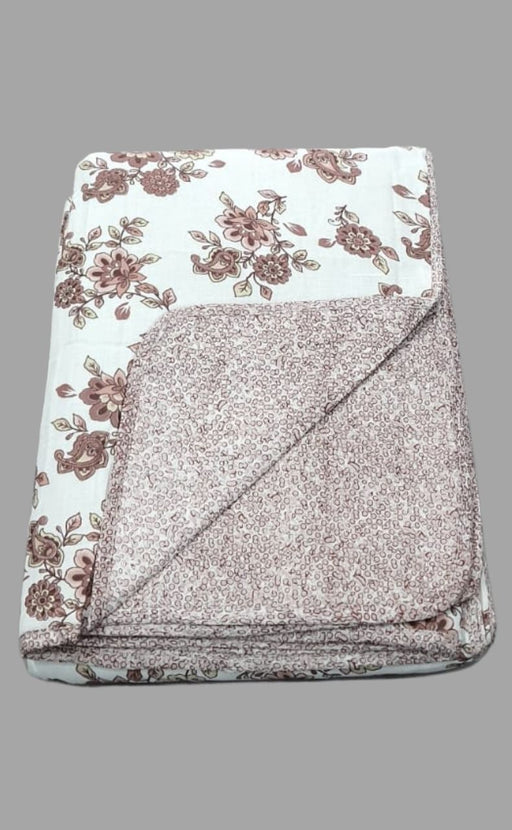 White/Maroon Blanket | Dohar. Flora Soft & Cozy. One Double bed Reversible | Laces and Frills - Laces and Frills
