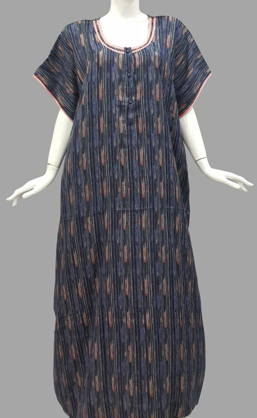 Navy Blue Stripes Spun 6XL Nighty . Flowy Spun Fabric | Laces and Frills - Laces and Frills