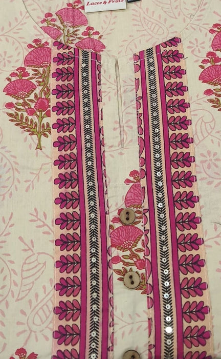 Creame Garden Jaipuri Cotton Kurti. Pure Versatile Cotton. | Laces and Frills - Laces and Frills