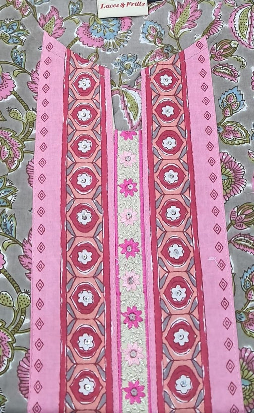 Beige Garden Jaipuri Cotton Kurti. Pure Versatile Cotton. | Laces and Frills - Laces and Frills