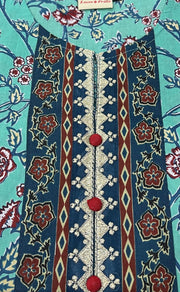 Sea Green/Blue Garden Jaipuri Cotton Kurti. Pure Versatile Cotton. | Laces and Frills - Laces and Frills