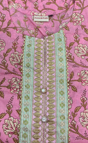 Pink Floral Jaipuri Cotton Kurti. Pure Versatile Cotton. | Laces and Frills - Laces and Frills