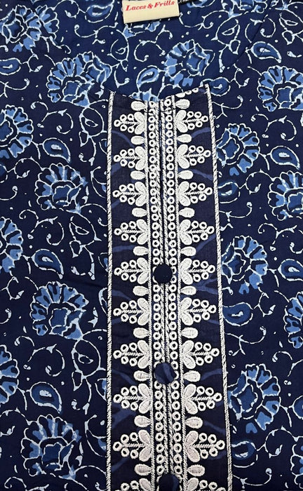 Blue Garden Jaipuri Cotton Kurti. Pure Versatile Cotton. | Laces and Frills - Laces and Frills