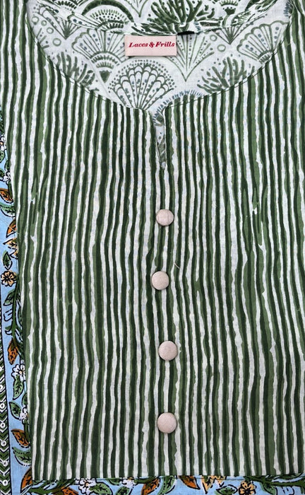 Green Garden Jaipuri Cotton Kurti. Pure Versatile Cotton. | Laces and Frills - Laces and Frills