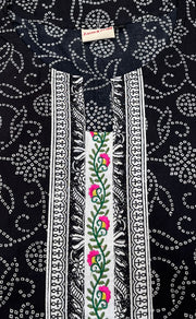 Black Bandini Jaipuri Cotton Kurti. Pure Versatile Cotton. | Laces and Frills - Laces and Frills