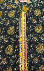 Bottle Green/Yellow Garden Jaipuri Cotton Kurti. Pure Versatile Cotton. | Laces and Frills - Laces and Frills