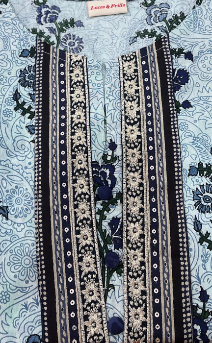 Blue Garden Jaipuri Cotton Kurti. Pure Versatile Cotton. | Laces and Frills - Laces and Frills