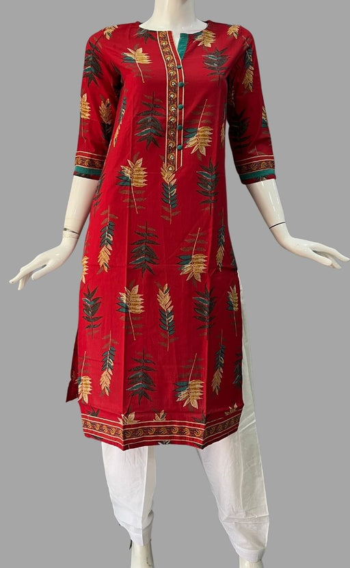 Red Flora Jaipuri Cotton Kurti. Pure Versatile Cotton. | Laces and Frills - Laces and Frills