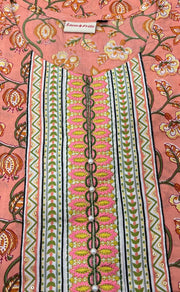 Peach Floral Jaipuri Cotton Kurti. Pure Versatile Cotton. | Laces and Frills - Laces and Frills