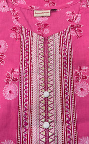 Pink Floral Jaipuri Cotton Kurti. Pure Versatile Cotton. | Laces and Frills - Laces and Frills