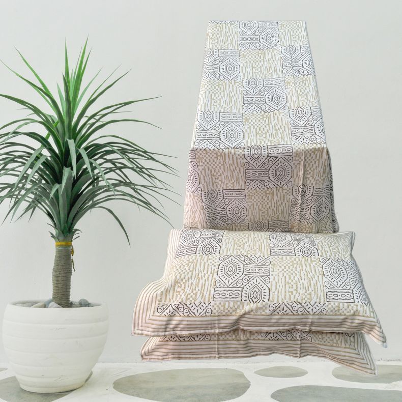 Mehndi Green Mughal Double Bedsheet with Pillow Covers|108" x 108"| Laces and Frills - Laces and Frills