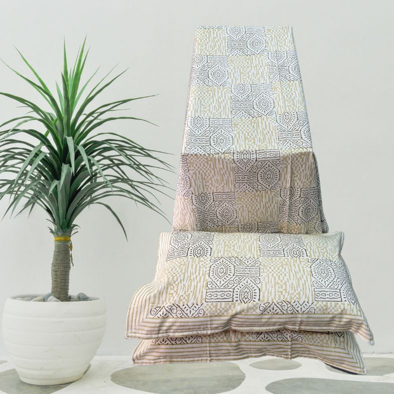 Mehndi Green Mughal Double Bedsheet with Pillow Covers|108" x 108"| Laces and Frills - Laces and Frills