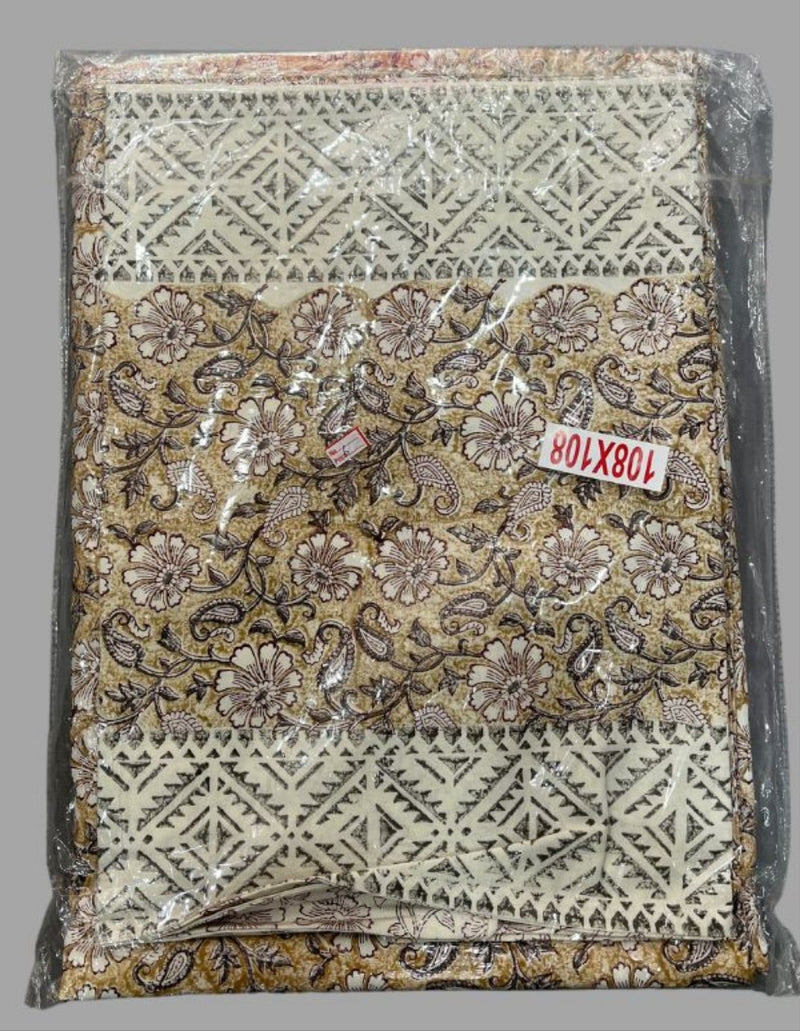 Mustard Mughal Double Bedsheet with Pillow Covers|108" x 108"| Laces and Frills - Laces and Frills