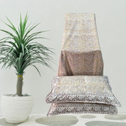 Mustard Mughal Double Bedsheet with Pillow Covers|108" x 108"| Laces and Frills - Laces and Frills