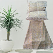 Mustard Mughal Double Bedsheet with Pillow Covers|108" x 108"| Laces and Frills - Laces and Frills