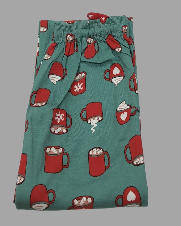 Red Coffee Mug Women's Cotton Printed Night Suit Set | Pure Cotton Hosiery | Laces and Frills - Laces and Frills