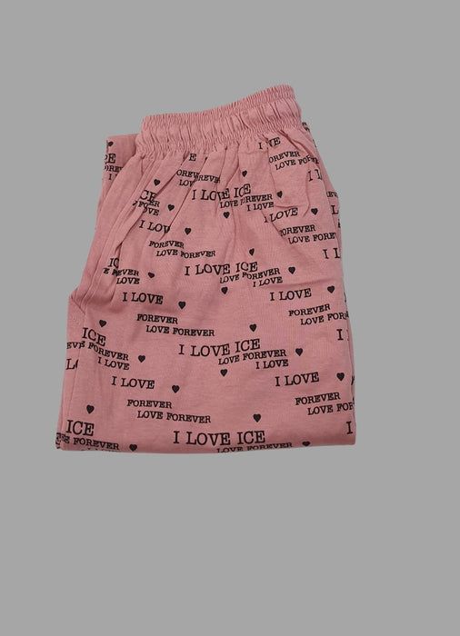Ash grey/Peach Love Women's Cotton Printed Capri Set | Pure Cotton Hosiery | Laces and Frills - Laces and Frills