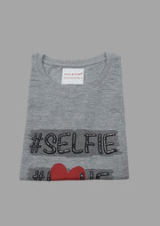 Grey Selfie Women's Cotton Printed Shorts Set | Pure Cotton Hosiery | Laces and Frills - Laces and Frills