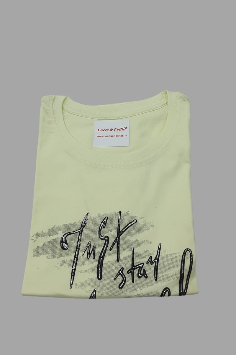 Light Yellow Women's Cotton Printed Shorts Set | Pure Cotton Hosiery | Laces and Frills - Laces and Frills