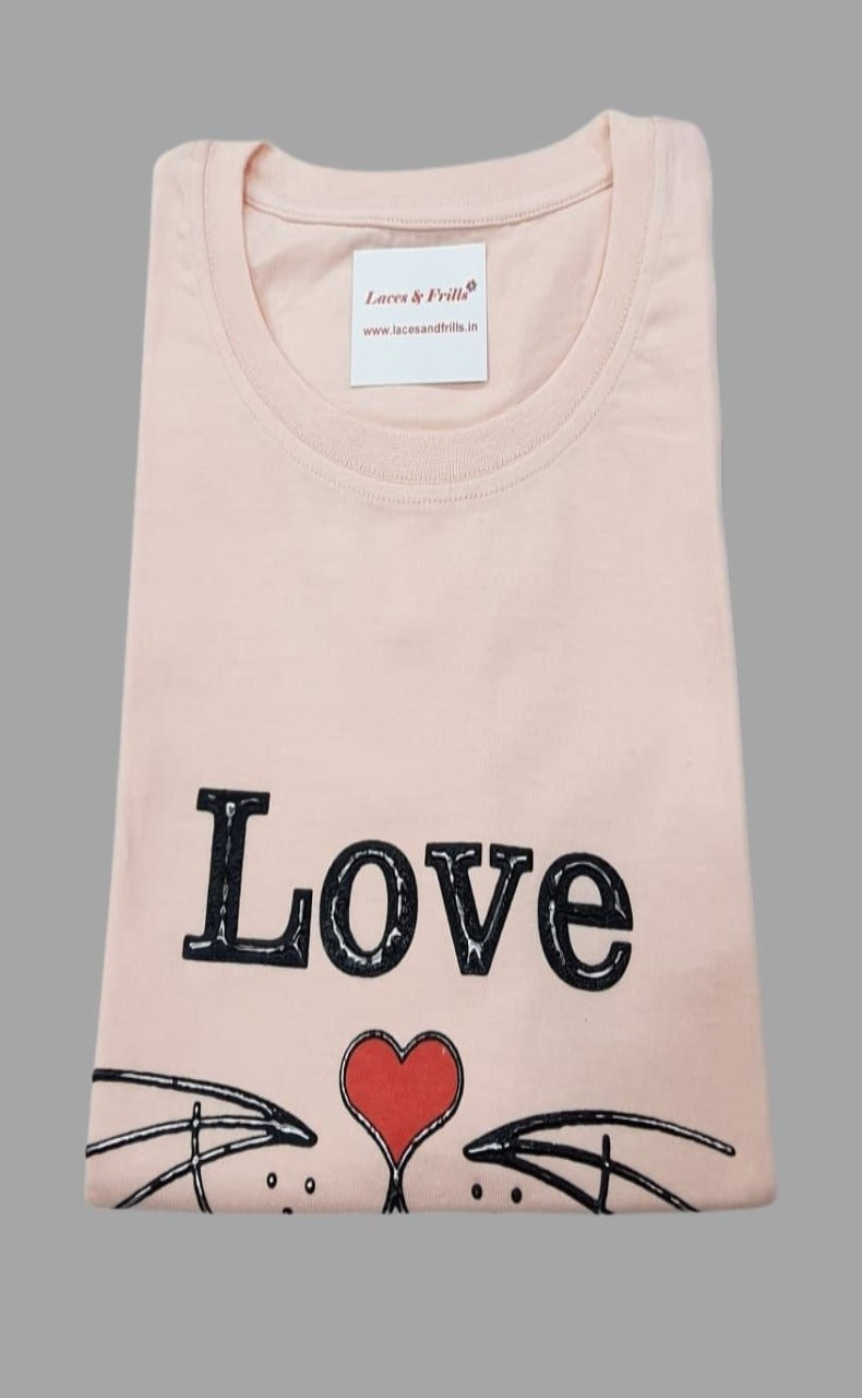 Peach Women's Cotton Printed Shorts Set | Pure Cotton Hosiery | Laces and Frills - Laces and Frills