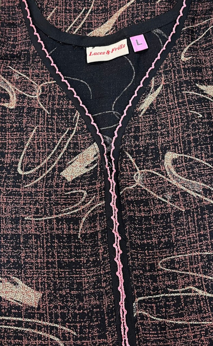 Black/Peach Abstract Spun Free Size Nighty. Flowy Spun Fabric | Laces and Frills - Laces and Frills
