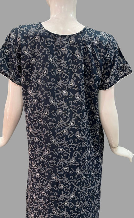 Navy Blue Garden Spun Free Size Nighty. Flowy Spun Fabric | Laces and Frills - Laces and Frills