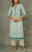 Off White/Turquoise Blue Floral Kurti With Pant And Dupatta Set  .Pure Versatile Cotton. | Laces and Frills - Laces and Frills