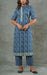 Blue Floral Kurti With Pant And Dupatta Set  .Pure Versatile Cotton. | Laces and Frills - Laces and Frills