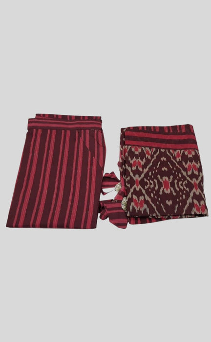 Dark Maroon Ikkat Kurti With Pant And Dupatta Set  .Pure Versatile Cotton. | Laces and Frills - Laces and Frills