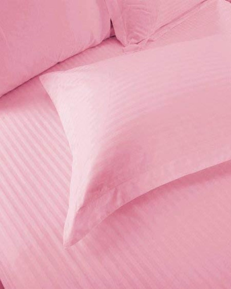 Baby Pink Stripes Double Bedsheet with Pillow Covers/108" x 108" - Laces and Frills