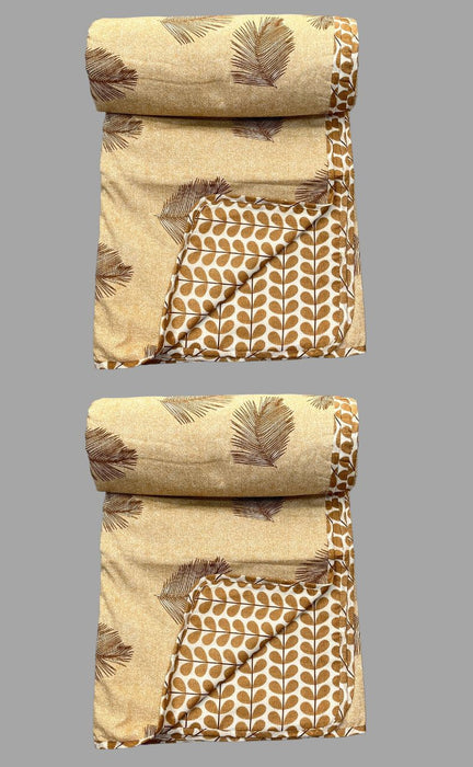 Blanket | Dohar. Mustard Feathers, Soft & Cozy. Two Pc Single bed Reversible | Laces and Frills - Laces and Frills