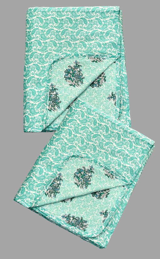 Blanket | Dohar. Turquoise Blue Garden, Soft & Cozy. Two Pc Single bed Reversible | Laces and Frills - Laces and Frills