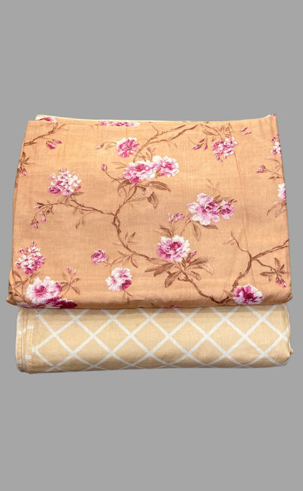 Blanket | Dohar .Peach Floral, Soft & Cozy. Two Pc Single bed Reversible | Laces and Frills - Laces and Frills