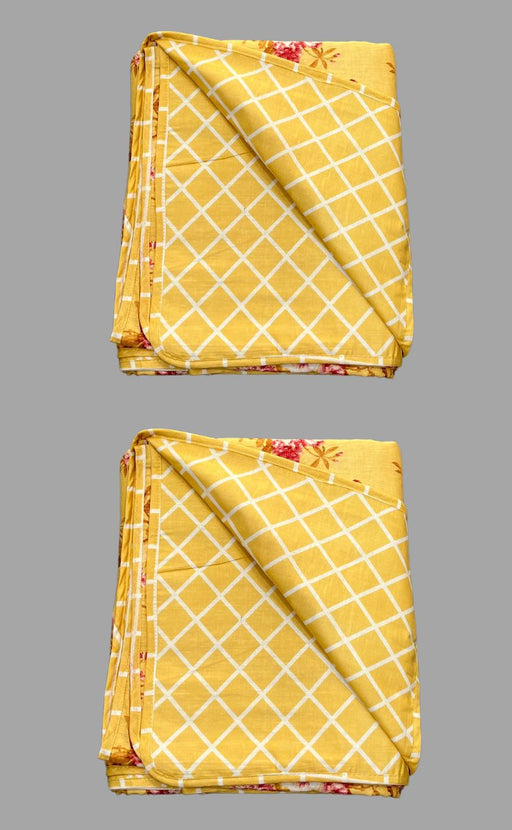 Blanket | Dohar .Yellow Floral, Soft & Cozy. Two Pc Single bed Reversible | Laces and Frills - Laces and Frills