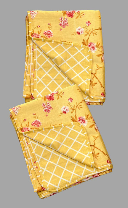 Blanket | Dohar .Yellow Floral, Soft & Cozy. Two Pc Single bed Reversible | Laces and Frills - Laces and Frills